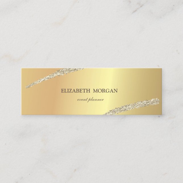 Elegante Minimalistische, einfache Gold-Glitzer-Li Mini Visitenkarte (Vorderseite)