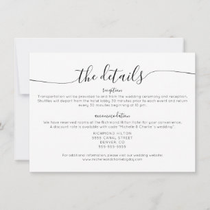 Elegante minimalistische einfache Hochzeitsdetails Einladung
