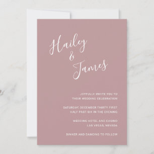 Elegante Minimalistische Einfache Rosa Dusty Rose  Einladung
