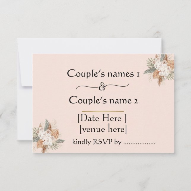 Elegante Minimalistische Einladung zur Hochzeit (Rückseite)