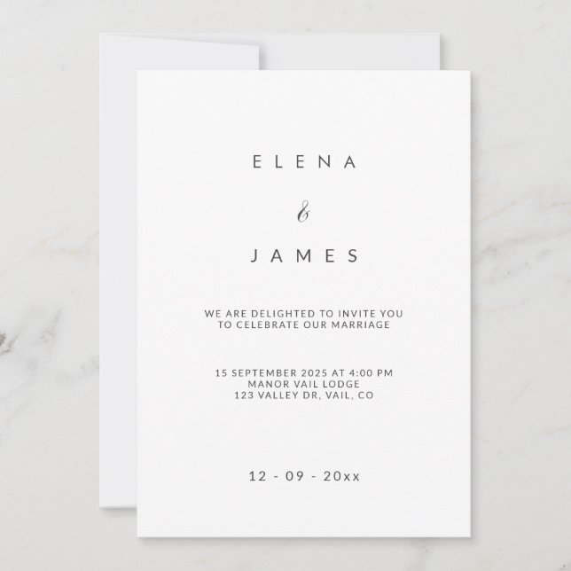 Elegante Minimalistische Einladung zur Hochzeit in (Vorderseite)
