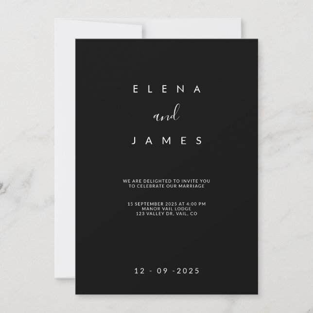 Elegante Minimalistische Einladung zur Hochzeit in (Vorderseite)