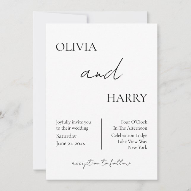 Elegante Minimalistische Einladung zur Hochzeit Sc (Vorderseite)