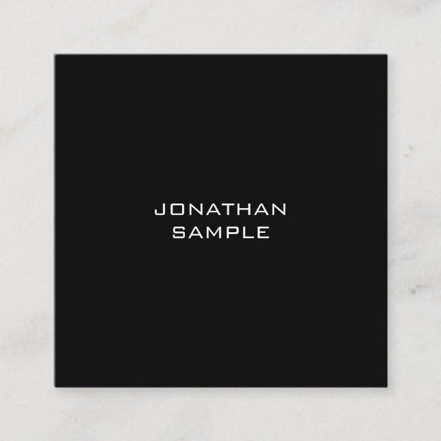 Elegante minimalistische Elegant Black Sleek Quadratische Visitenkarte (Vorderseite)