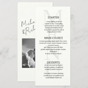 Elegante minimalistische Elfenbein-Schrift-Foto-Ho Menükarte