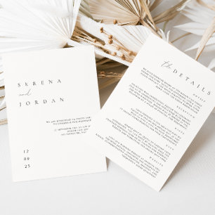 Elegante Minimalistische Elfenbeinhochzeiten Detai Einladung