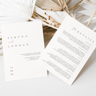 Elegante Minimalistische Elfenbeinhochzeiten Detai Einladung
