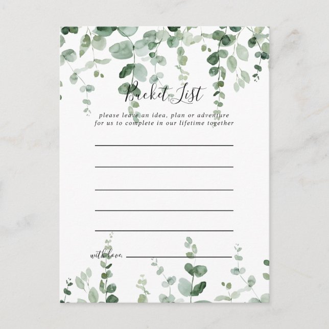 Elegante Minimalistische Eukalyptus-Bucket-Karten Postkarte (Vorderseite)