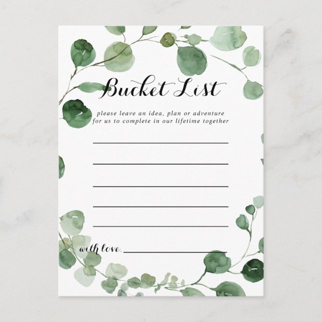 Elegante Minimalistische Eukalyptus-Bucket-Karten Postkarte (Vorderseite)