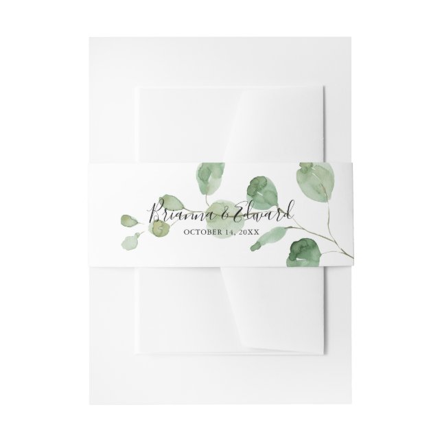 Elegante Minimalistische Eukalyptus-Hochzeit Einladungsbanderole (Vorderseite Beispiel)