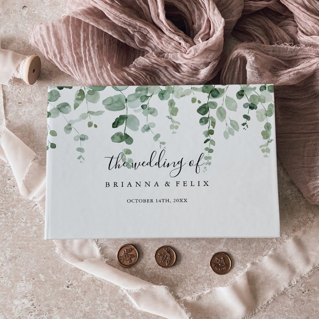 Elegante Minimalistische Eukalyptus-Hochzeit Gästebuch (Von Creator hochgeladen)