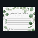 Elegante Minimalistische Eukalyptus-Hochzeit Postkarte<br><div class="desc">Diese elegante,  minimalistisch grüne Eukalyptus-Hochzeitsratenkarte ist ideal für eine moderne Hochzeit. Das Design bietet Aquarellfarben handgezeichnet elegante botanische Eukalyptuszweige und Blätter. Diese Karten sind ideal für Hochzeiten,  Brautparty,  Babydusche,  Graduiertenfest u.v.m. Personalisieren Sie die Karten mit den Namen der Braut und Bräutigam,  den Eltern,  die Sie werden oder Absolvent.</div>