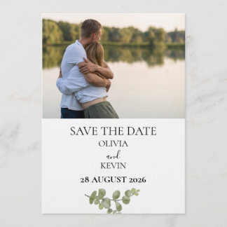 Elegante minimalistische Eukalyptus-Hochzeitseinla Einladung