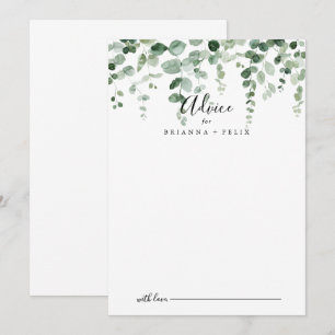 Elegante Minimalistische Eukalyptus Wedding Advice Hinweiskarte