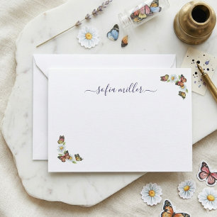 Elegante Minimalistische Farbige Schmetterling Gän Mitteilungskarte