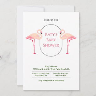 Elegante Minimalistische Flamingo Kinderdusche Einladung