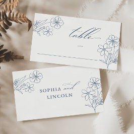 Elegante Minimalistische, florale Zeichnend Hochze Platzkarte