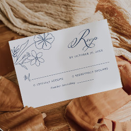 Elegante Minimalistische, florale Zeichnend Hochze RSVP Karte