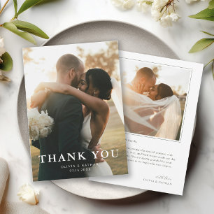 Elegante Minimalistische Foto-Hochzeit Dankeskarte