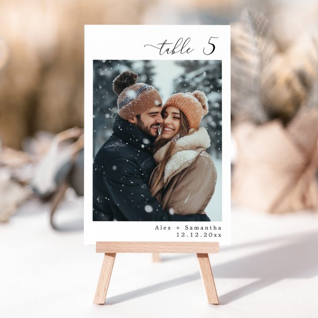 Elegante minimalistische Foto Hochzeit Tischnummer (Von Creator hochgeladen)