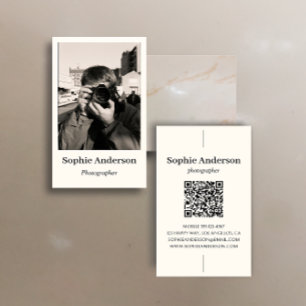 Elegante minimalistische Fotografen-QR-Code-Visite Visitenkarte
