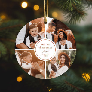 Elegante Minimalistische Frohe Weihnachten Foto Co Ornament Aus Metall