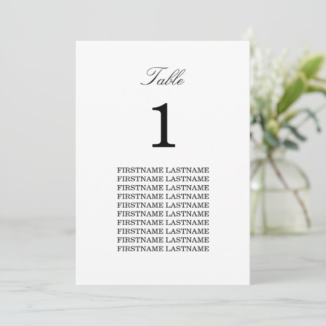 Elegante Minimalistische Gästekarte (Stehend Vorderseite)