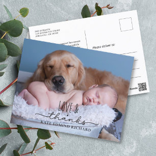 Elegante Minimalistische Geburtsanzeige für Neugeb Postkarte