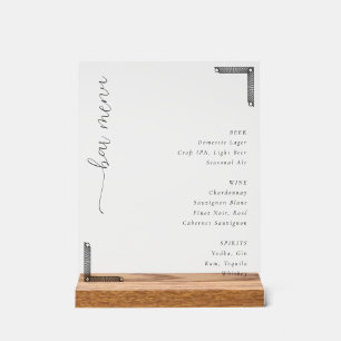 Elegante minimalistische Getränkekarte Acrylschild