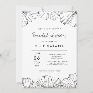 Elegante minimalistische Ginkgo-Biloba-Brautparty Einladung
