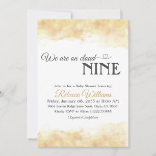 Elegante Minimalistische Gold Cloud 9 Nine Baby Sh Einladung