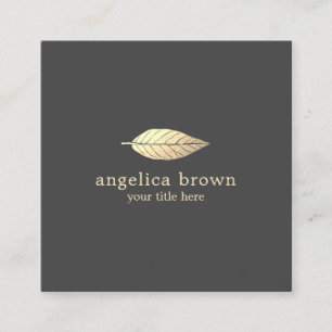 Elegante Minimalistische Gold Foil Leaf Business C Quadratische Visitenkarte