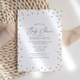 Elegante Minimalistische Gold Heart Baby Dusche Einladung