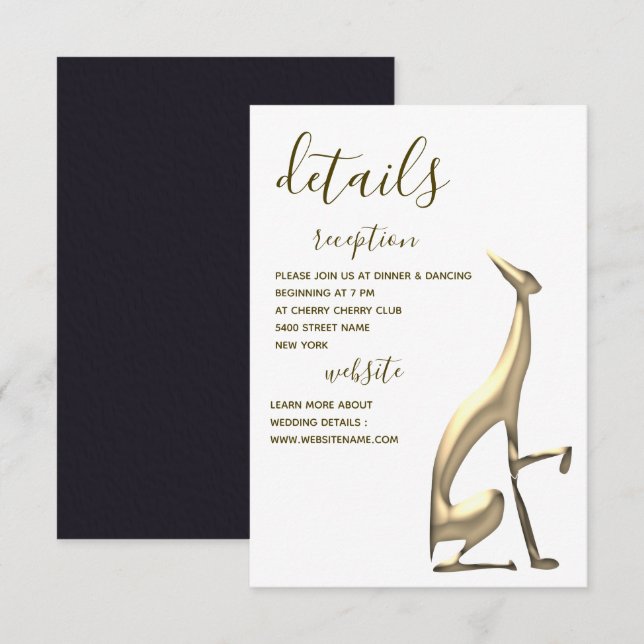 Elegante Minimalistische Gold Hund-Hochzeitskarte Einladung (Vorne/Hinten)
