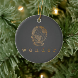 Elegante Minimalistische Goldene Globe Weihnachten Keramik Ornament