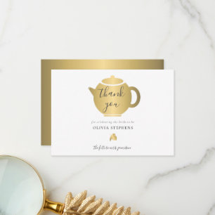 Elegante minimalistische goldene Hochzeits-Teepart Dankeskarte