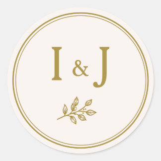 Elegante Minimalistische Goldene Hochzeitsaufklebe Runder Aufkleber