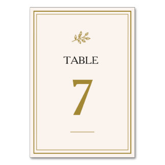 Elegante minimalistische goldene Hochzeitstischkar Tischnummer