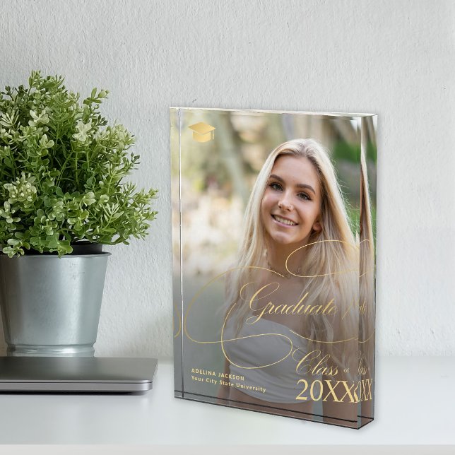 Elegante minimalistische Goldkalligraphie Fotoblock (Von Creator hochgeladen)