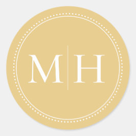 Elegante Minimalistische Goldmonogramm gepunktete Runder Aufkleber