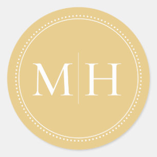 Elegante Minimalistische Goldmonogramm gepunktete  Runder Aufkleber