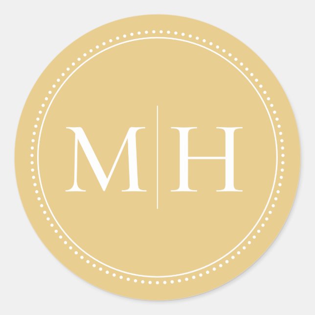 Elegante Minimalistische Goldmonogramm gepunktete  Runder Aufkleber (Vorderseite)