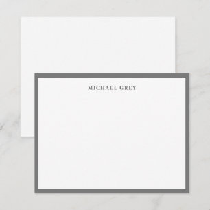 Elegante Minimalistische Graue Namensgrenze Flach Mitteilungskarte