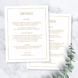 Elegante Minimalistische Grenz Gold Hochzeiten Det Begleitkarte