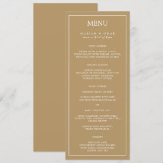 Elegante minimalistische Grenze Gold Hochzeitsesse Menükarte