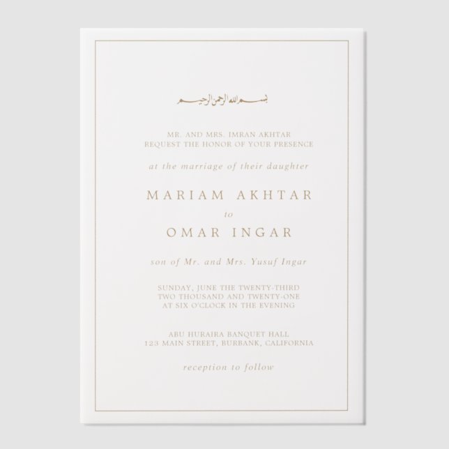 Elegante minimalistische Grenze Gold islamische Ho (Vorderseite)