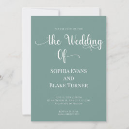 Elegante Minimalistische Grün- und Weiße Hochzeit Einladung