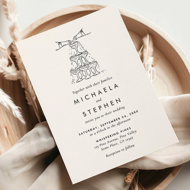 Elegante Minimalistische Händeschlittenhochzeit Einladung (Von Creator hochgeladen)