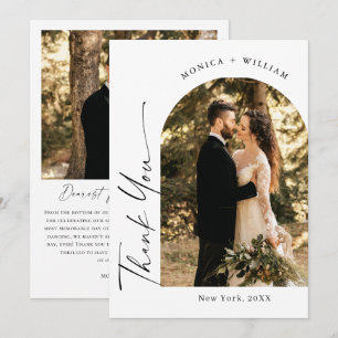 Elegante minimalistische Handschrift Hochzeit 2 Fo Dankeskarte