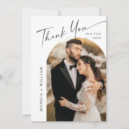 Elegante Minimalistische Handschrift Hochzeit 5 Fo Dankeskarte